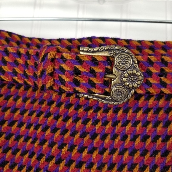 Evan Picone Women Wool Midi Pencil Skirt Vtg Size 12 Red Purple Artsy Secretary - Picture 3 of 11